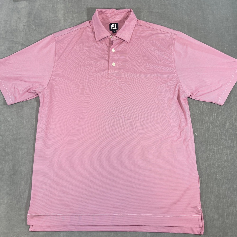 Footjoy‎ FJ Mens XL Pink Pinstripe Short Sleeve Golf Polo Shirt